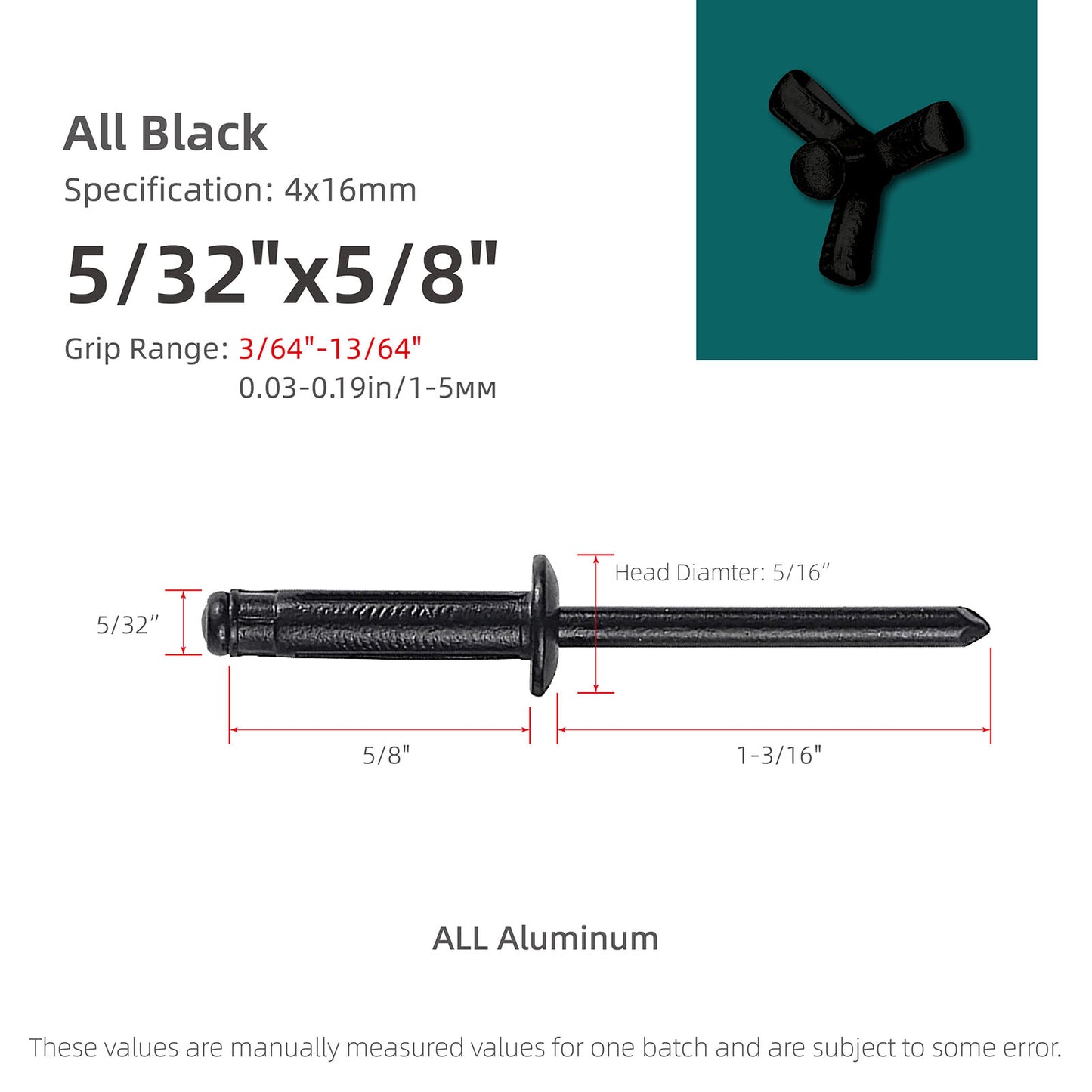 Tri-Fold Aluminum Blind Rivets,Tri Grip Exploding Assortment Bulb Style Pop Rivets for Automotive, Soft or Plastic Materials