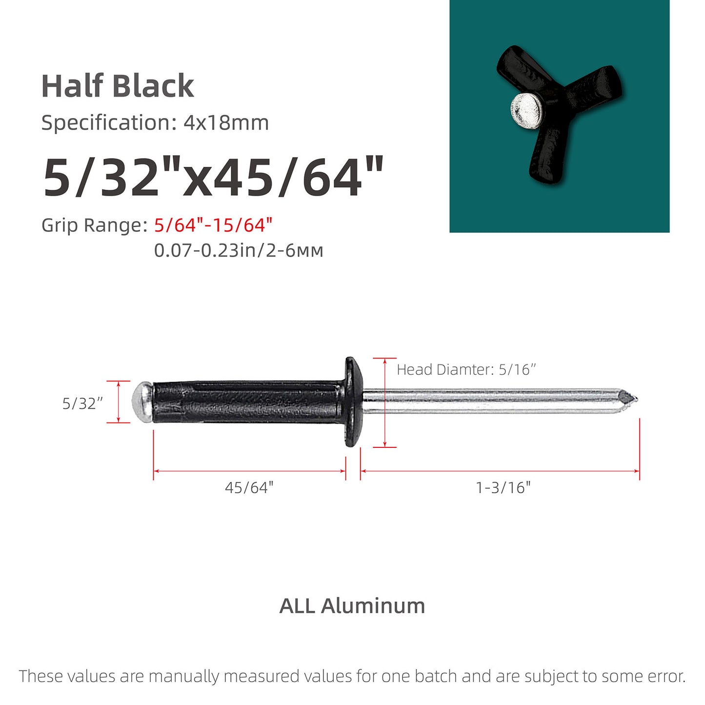 Tri-Fold Aluminum Blind Rivets,Tri Grip Exploding Assortment Bulb Style Pop Rivets for Automotive, Soft or Plastic Materials