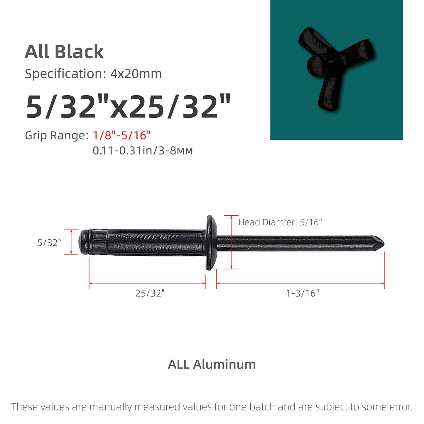 Tri-Fold Aluminum Blind Rivets,Tri Grip Exploding Assortment Bulb Style Pop Rivets for Automotive, Soft or Plastic Materials