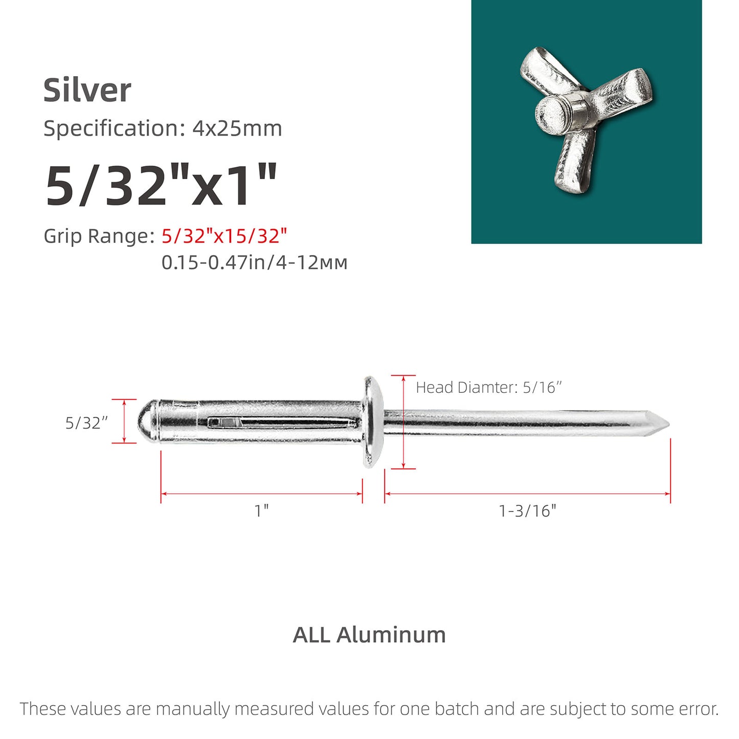 Tri-Fold Aluminum Blind Rivets,Tri Grip Exploding Assortment Bulb Style Pop Rivets for Automotive, Soft or Plastic Materials