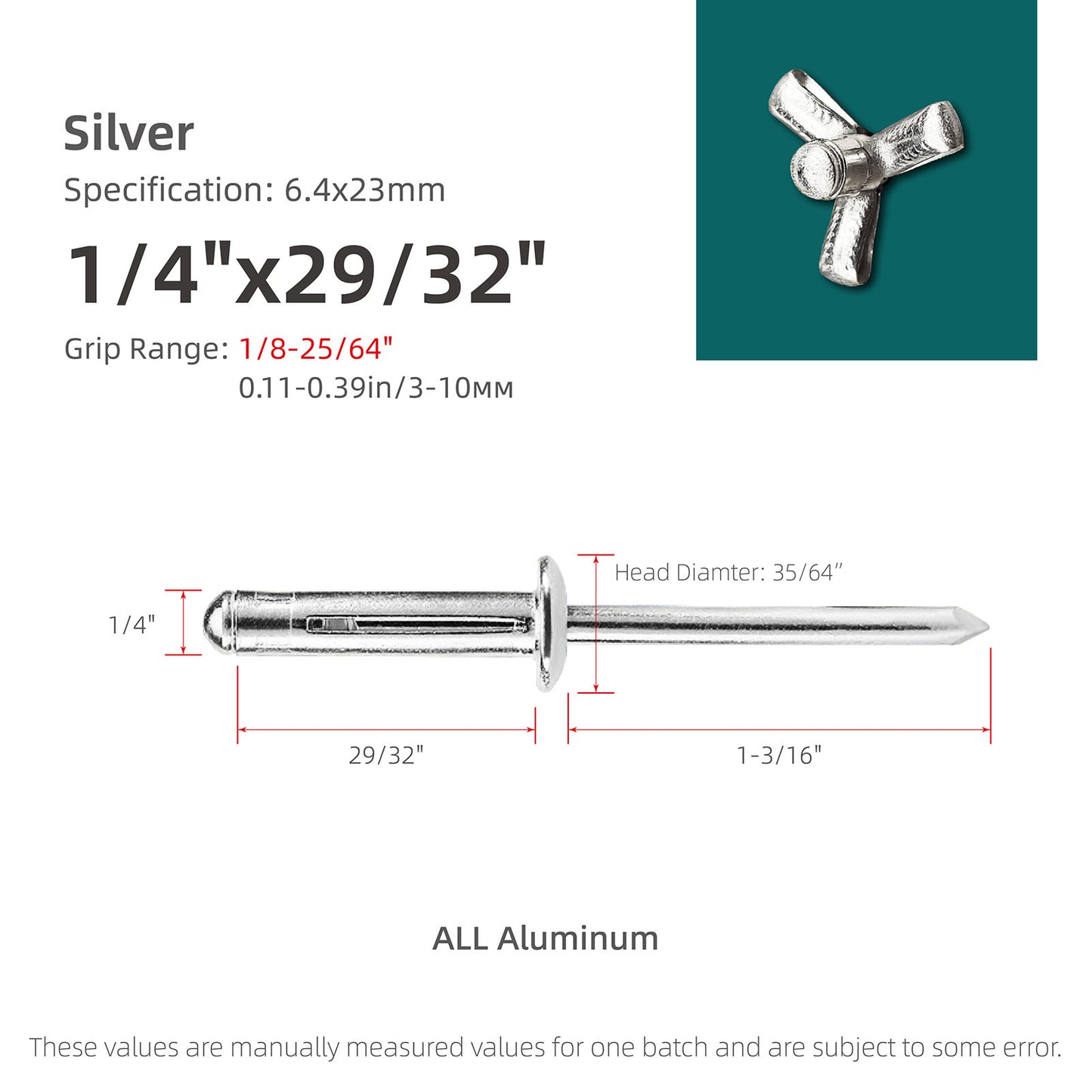 Tri-Fold Aluminum Blind Rivets,Tri Grip Exploding Assortment Bulb Style Pop Rivets for Automotive, Soft or Plastic Materials