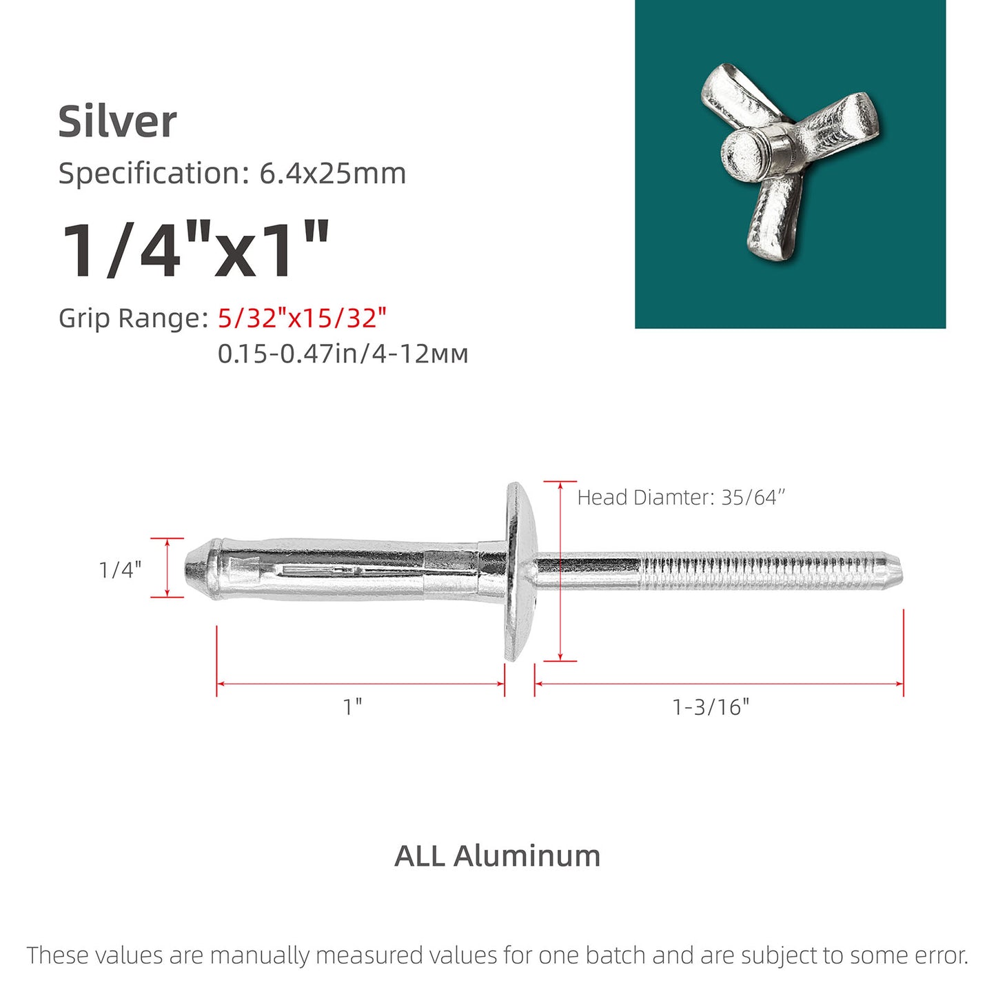 Tri-Fold Aluminum Blind Rivets,Tri Grip Exploding Assortment Bulb Style Pop Rivets for Automotive, Soft or Plastic Materials