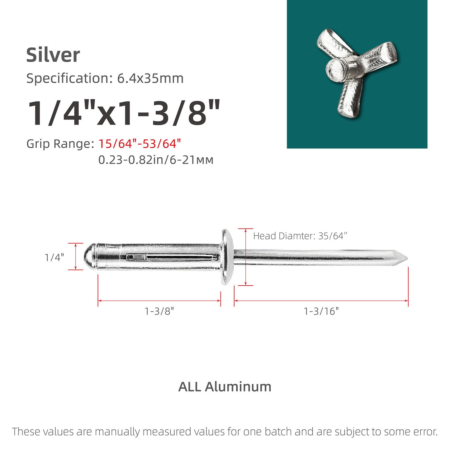 Tri-Fold Aluminum Blind Rivets,Tri Grip Exploding Assortment Bulb Style Pop Rivets for Automotive, Soft or Plastic Materials