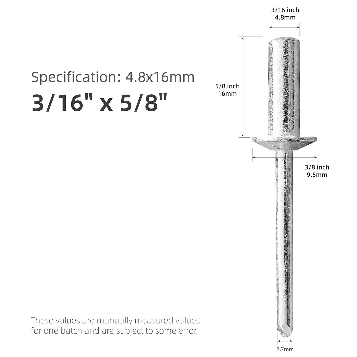 Closed End Blind Rivets, All Aluminum Dome Head Sealed Pop Rivets