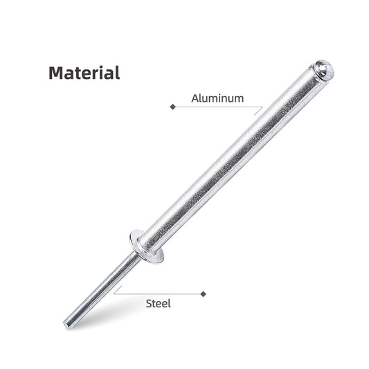 Extra Long Pop Rivets, Extended Length, Aluminium Dome Head Steel Shank Mandrel Long-Shaft Blind Rivets