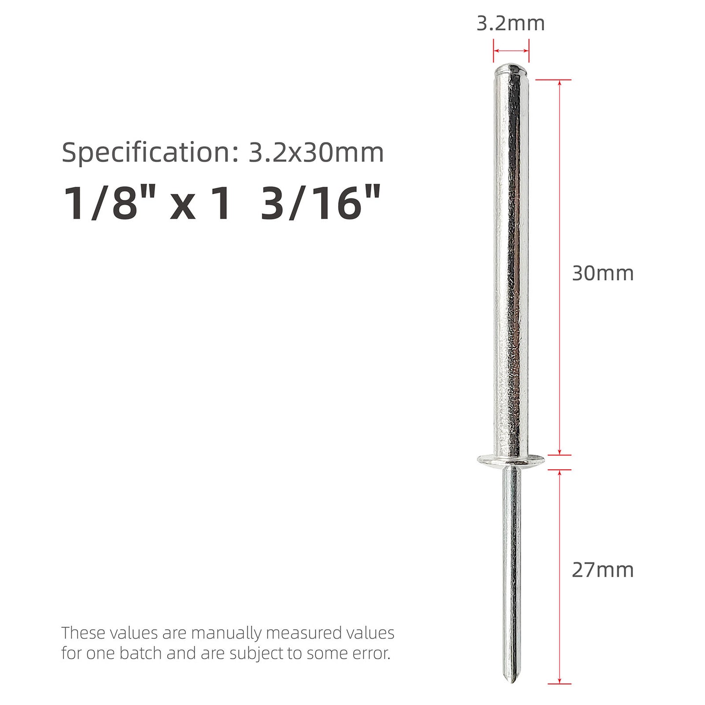 Extra Long Pop Rivets, Extended Length, Aluminium Dome Head Steel Shank Mandrel Long-Shaft Blind Rivets