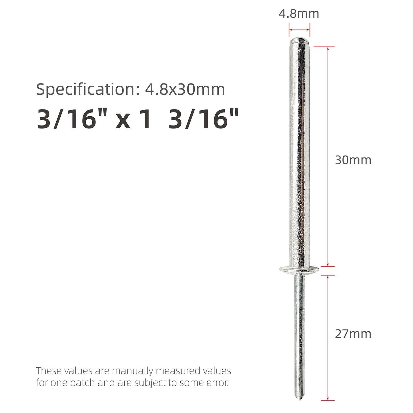 Extra Long Pop Rivets, Extended Length, Aluminium Dome Head Steel Shank Mandrel Long-Shaft Blind Rivets