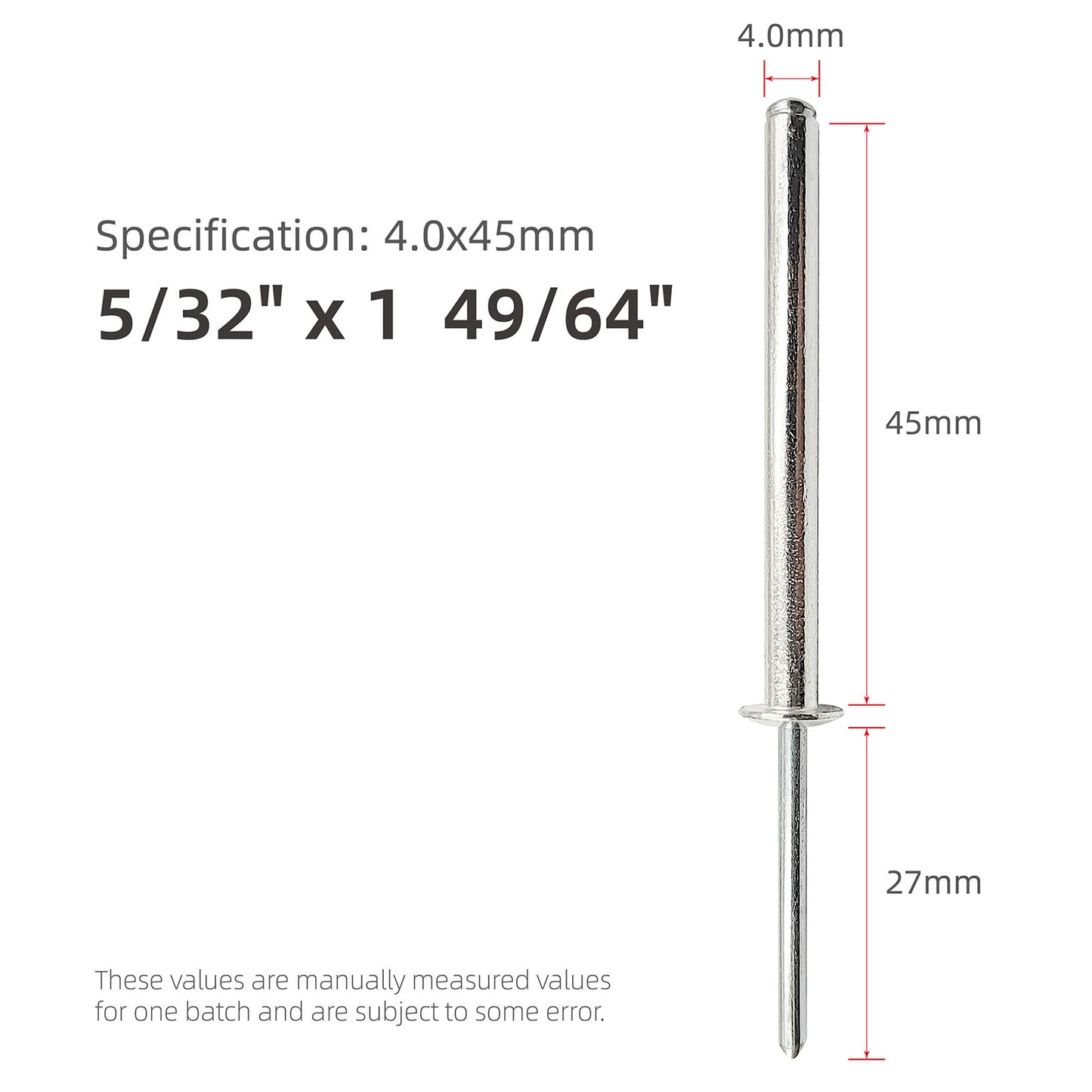 Extra Long Pop Rivets, Extended Length, Aluminium Dome Head Steel Shank Mandrel Long-Shaft Blind Rivets