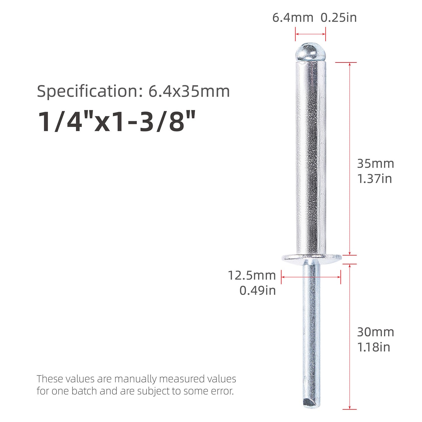 Extra Long Pop Rivets, Extended Length, Aluminium Dome Head Steel Shank Mandrel Long-Shaft Blind Rivets