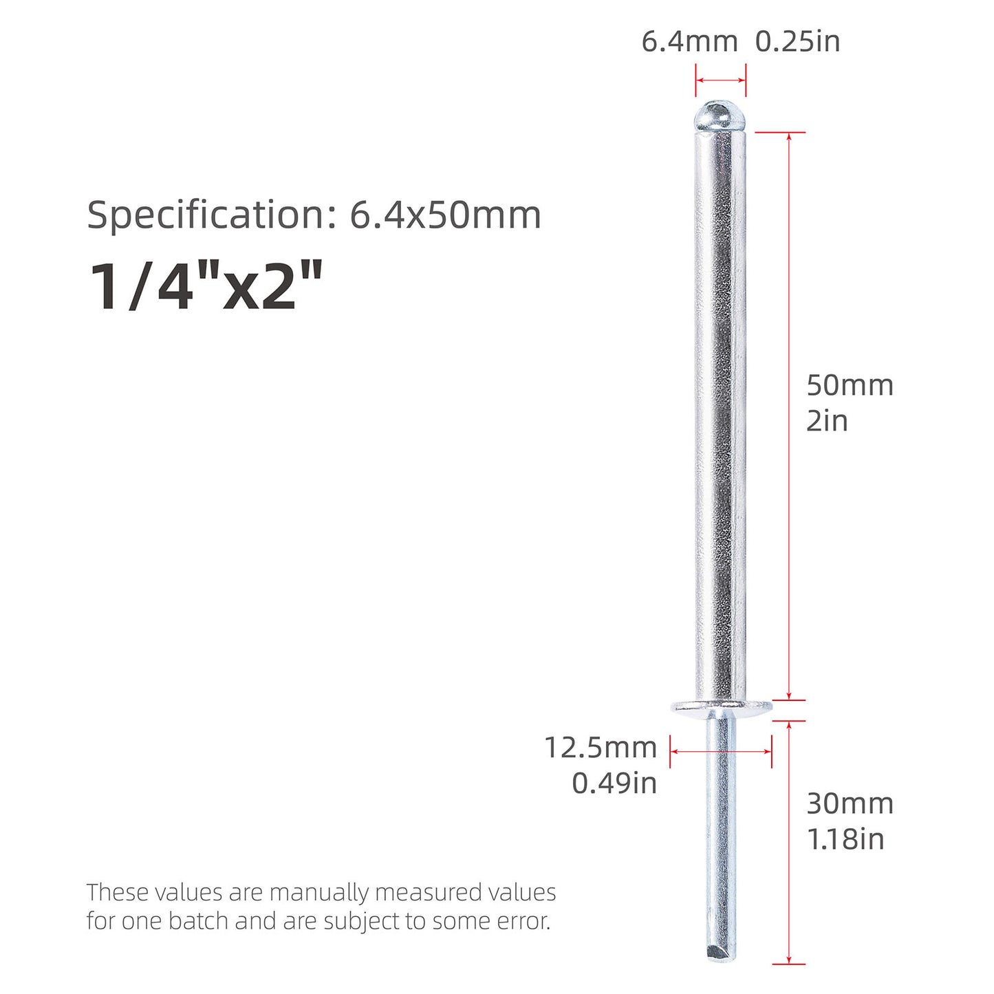Extra Long Pop Rivets, Extended Length, Aluminium Dome Head Steel Shank Mandrel Long-Shaft Blind Rivets