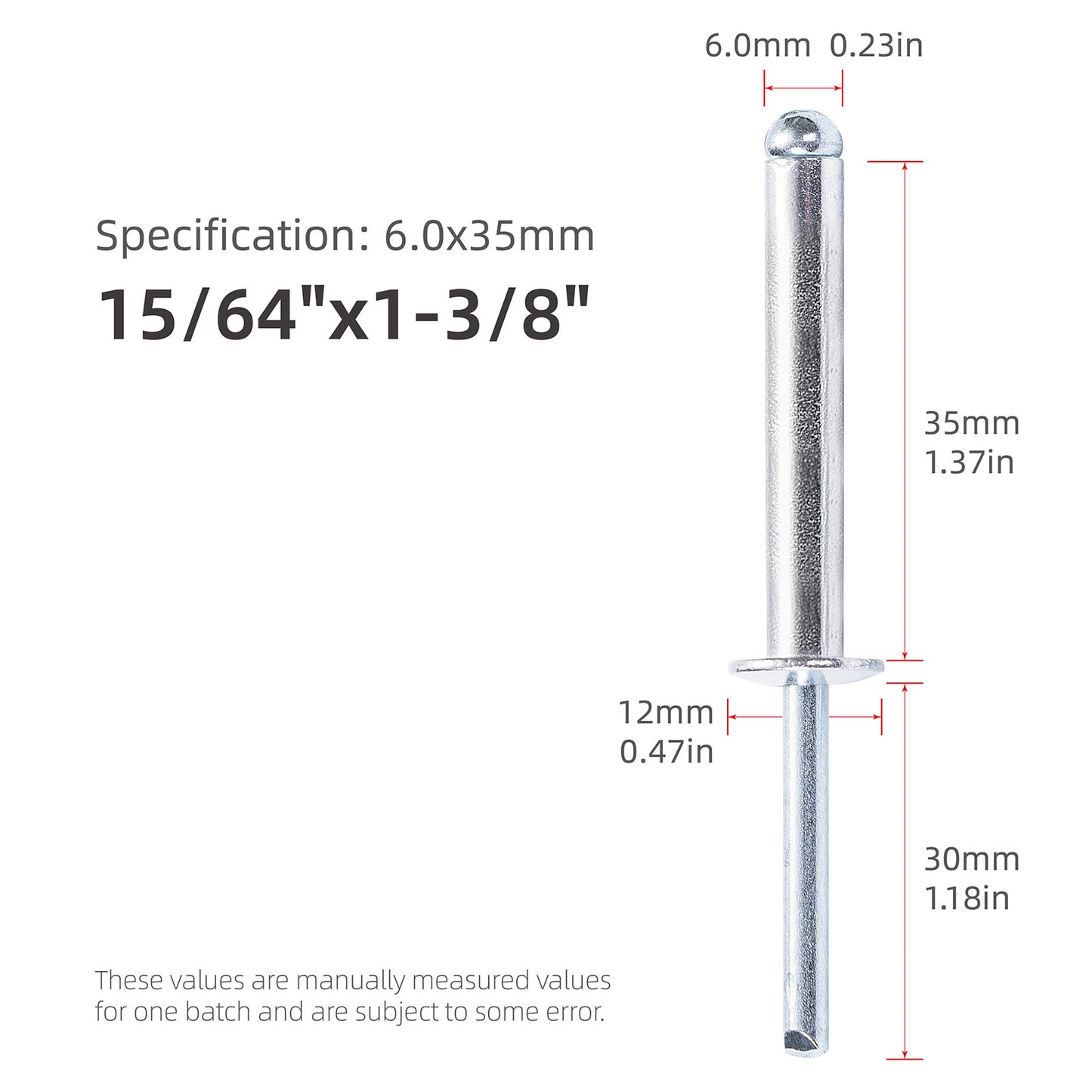 Extra Long Pop Rivets, Extended Length, Aluminium Dome Head Steel Shank Mandrel Long-Shaft Blind Rivets