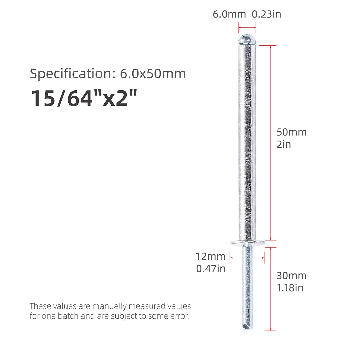 Extra Long Pop Rivets, Extended Length, Aluminium Dome Head Steel Shank Mandrel Long-Shaft Blind Rivets