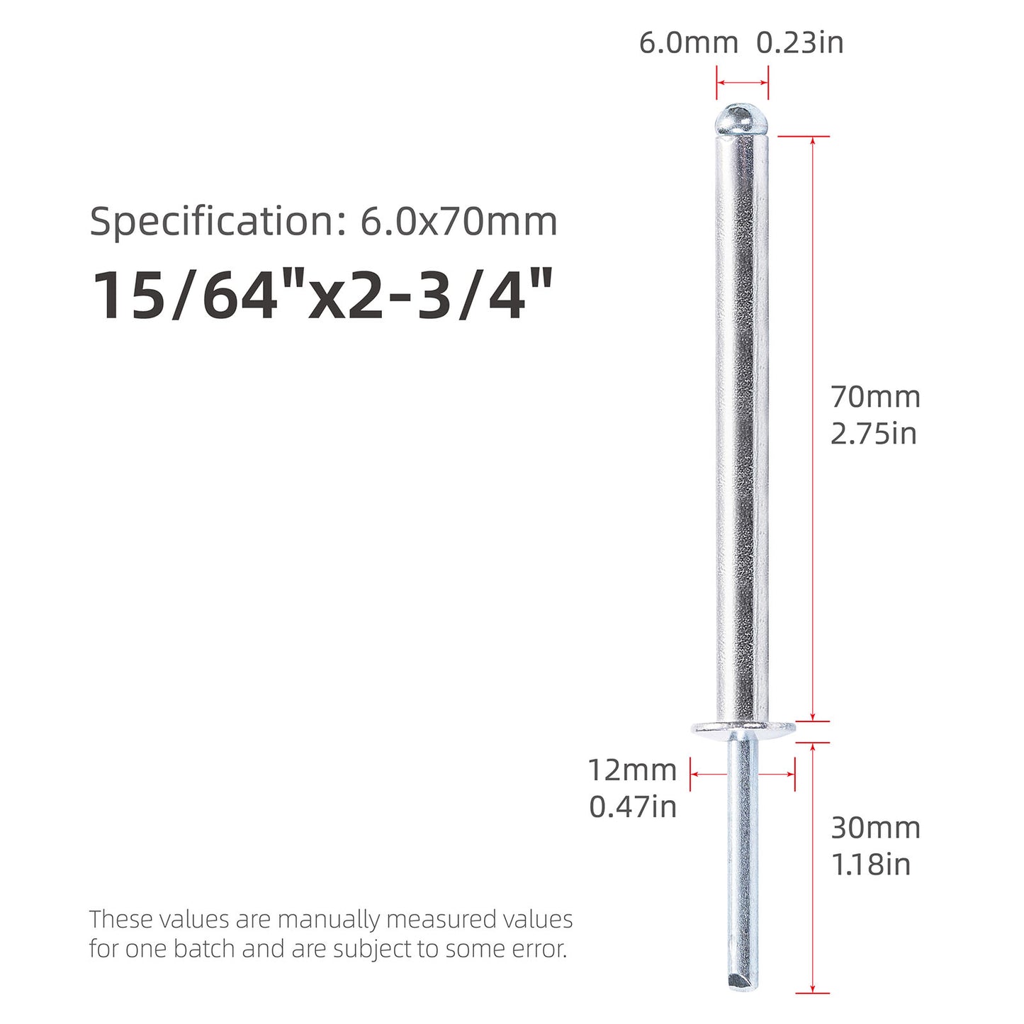 Extra Long Pop Rivets, Extended Length, Aluminium Dome Head Steel Shank Mandrel Long-Shaft Blind Rivets