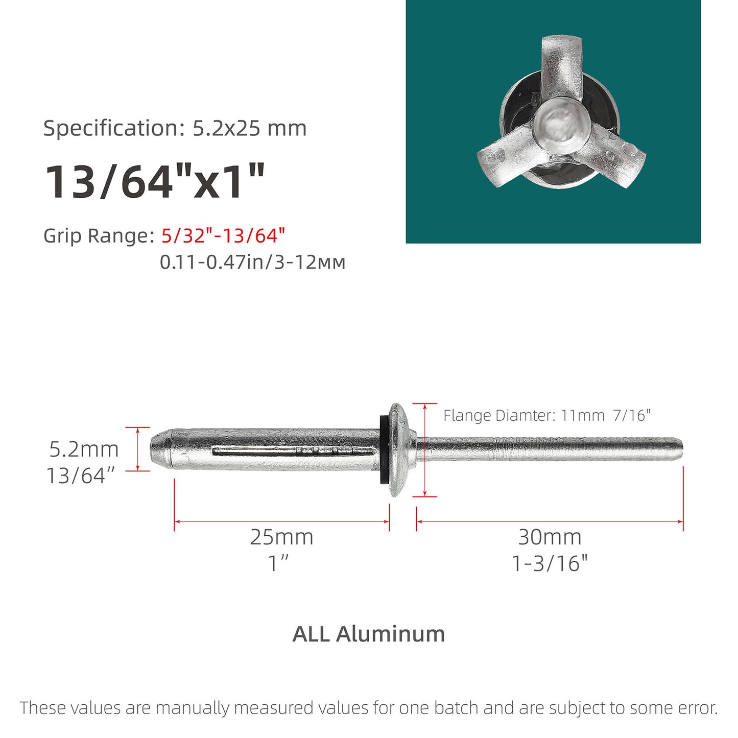 Waterproof Tri-Fold Aluminum Blind Rivets with Sealing Washer O-Ring, Tri Grip Exploding Assortment Bulb Style Sealed Pop Rivets for Soft or Plastic Materials