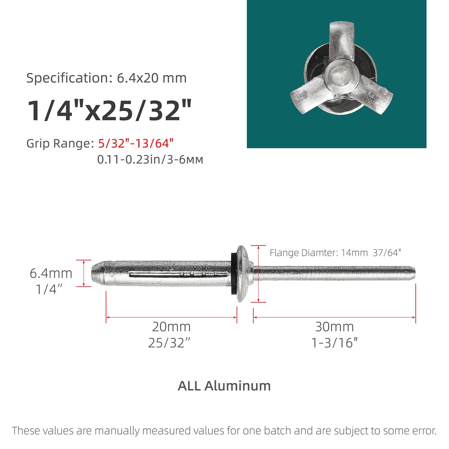 Waterproof Tri-Fold Aluminum Blind Rivets with Sealing Washer O-Ring, Tri Grip Exploding Assortment Bulb Style Sealed Pop Rivets for Soft or Plastic Materials