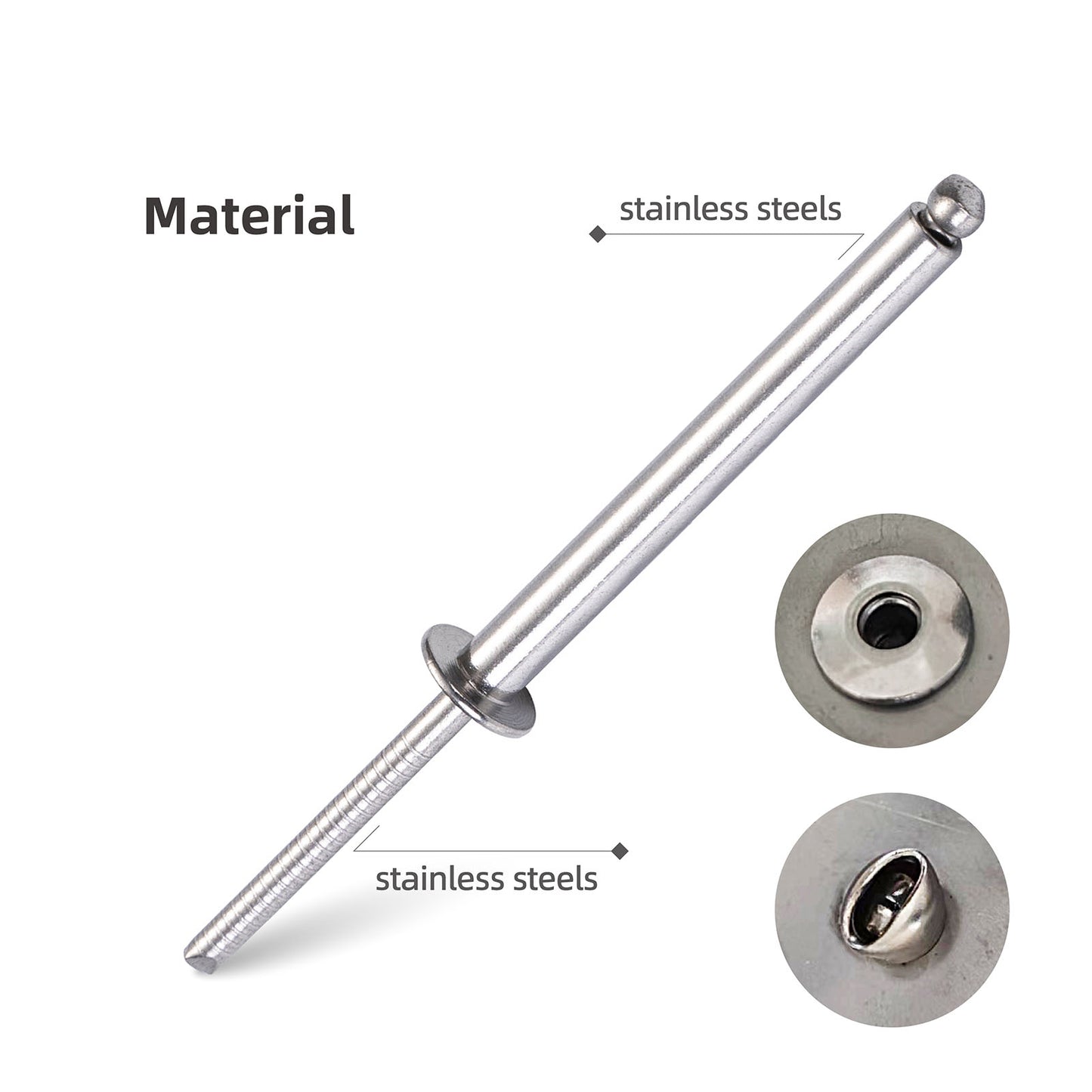 Stainless Steel Extra Long Blind Rivets, Long-Shaft Split Rivets, Extended Length, Corrosion-Resistant, Tensile & Shear Strength High