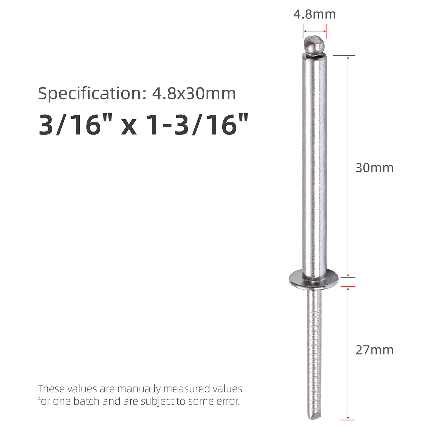 Stainless Steel Extra Long Blind Rivets, Long-Shaft Split Rivets, Extended Length, Corrosion-Resistant, Tensile & Shear Strength High