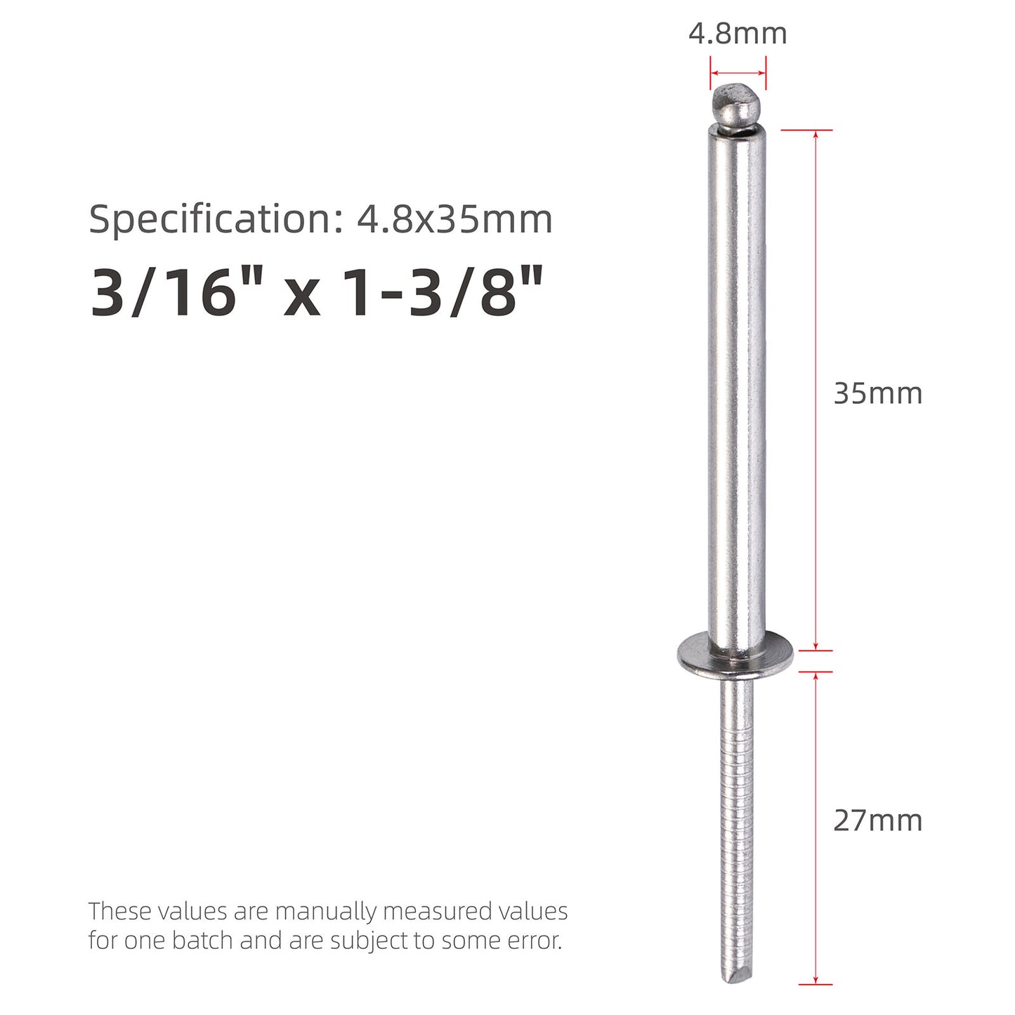 Stainless Steel Extra Long Blind Rivets, Long-Shaft Split Rivets, Extended Length, Corrosion-Resistant, Tensile & Shear Strength High