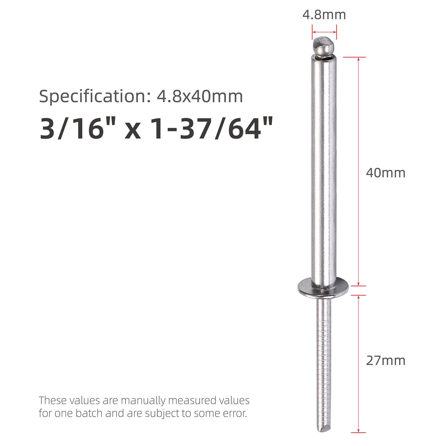 Stainless Steel Extra Long Blind Rivets, Long-Shaft Split Rivets, Extended Length, Corrosion-Resistant, Tensile & Shear Strength High