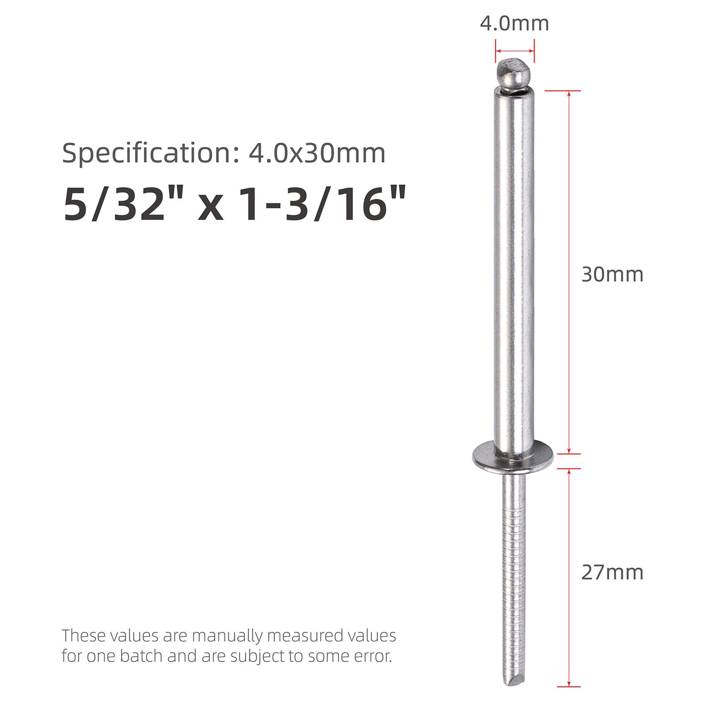 Stainless Steel Extra Long Blind Rivets, Long-Shaft Split Rivets, Extended Length, Corrosion-Resistant, Tensile & Shear Strength High