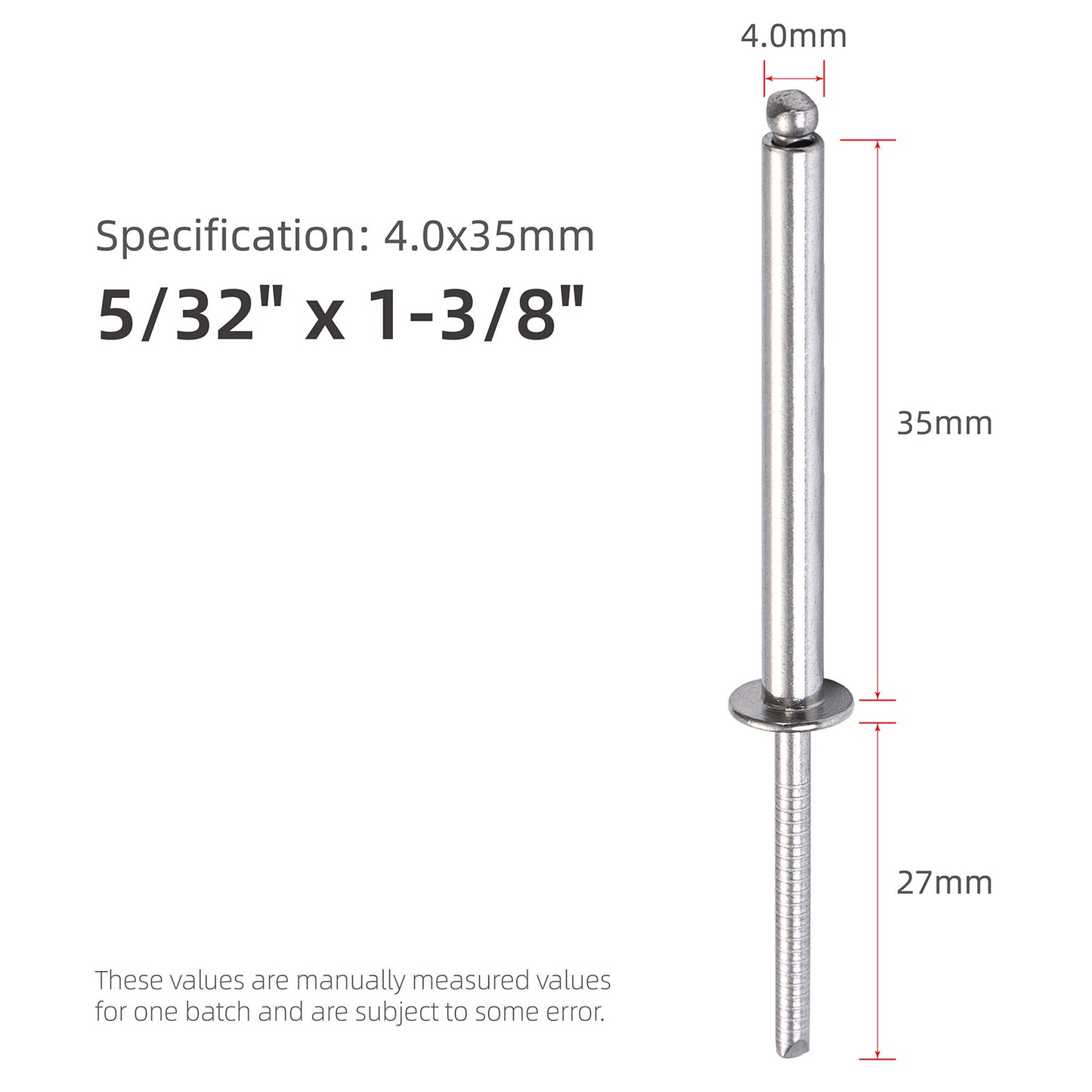 Stainless Steel Extra Long Blind Rivets, Long-Shaft Split Rivets, Extended Length, Corrosion-Resistant, Tensile & Shear Strength High