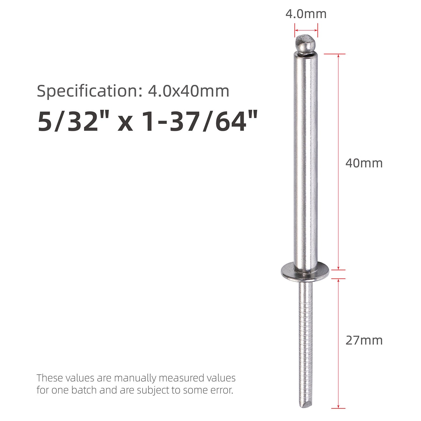 Stainless Steel Extra Long Blind Rivets, Long-Shaft Split Rivets, Extended Length, Corrosion-Resistant, Tensile & Shear Strength High