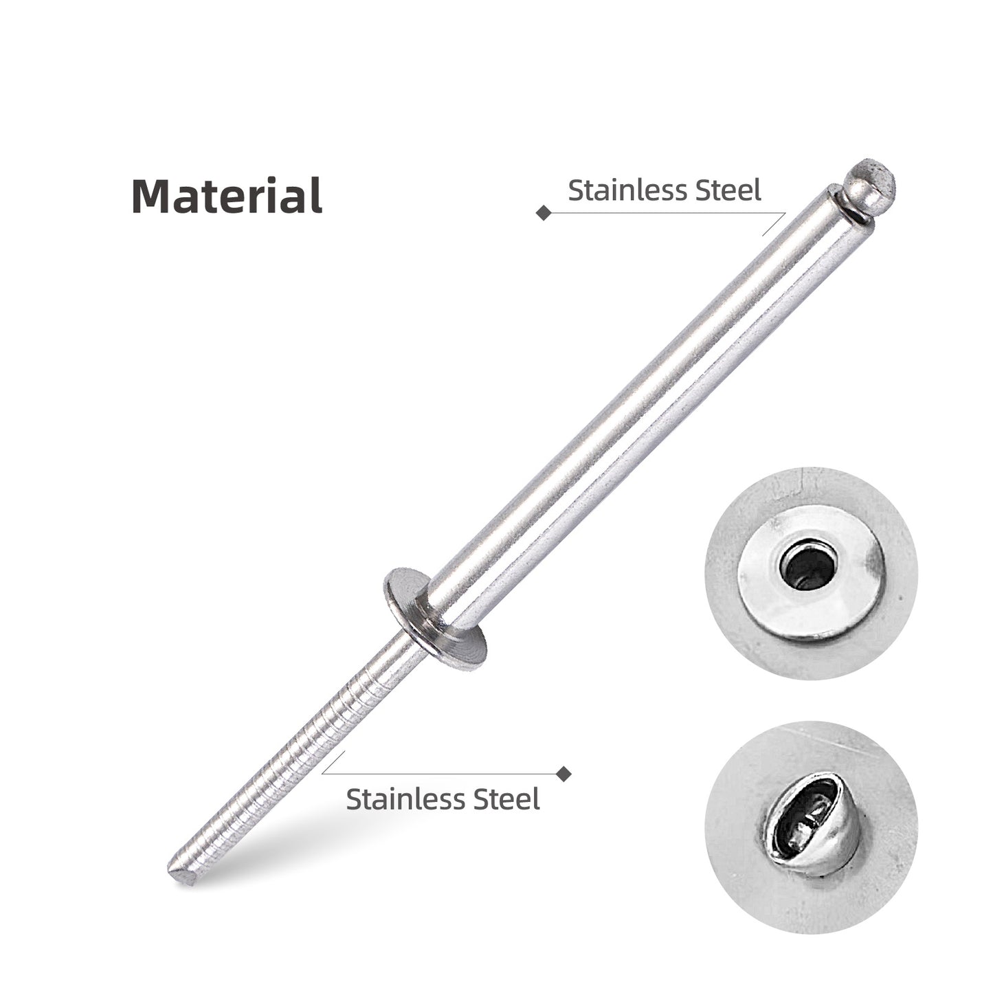 Extra Long Blind Rivets 1/4" (6.4mm) Diameter,Stainless Steel