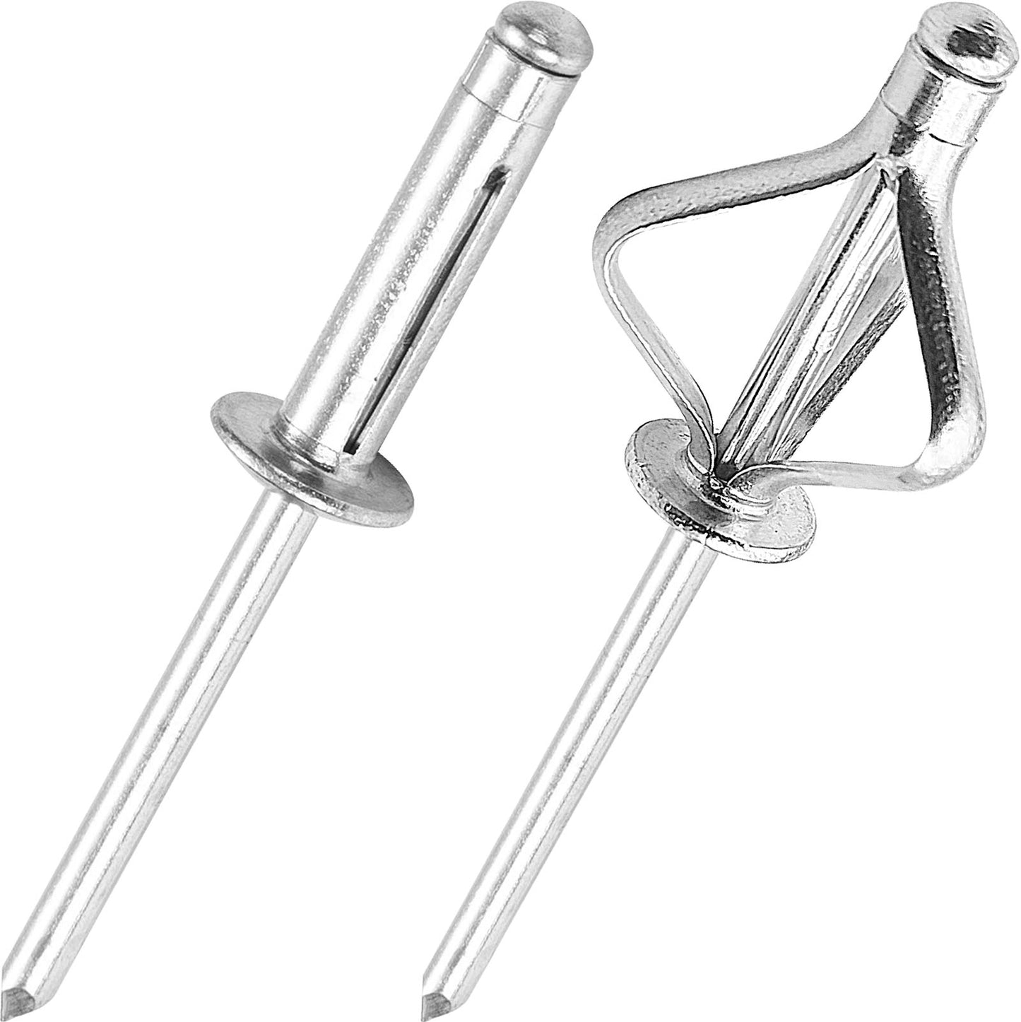 Tri-Fold Aluminum Blind Rivets,Tri Grip Exploding Assortment Bulb Style Pop Rivets for Automotive, Soft or Plastic Materials